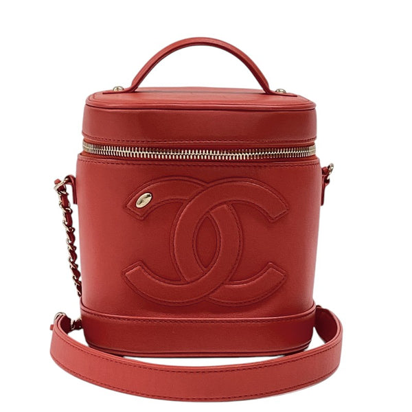 シャネル CHANEL ココマーク チェーンバニティバッグ AS0323 レッド ゴールド金具 ラムスキン レディース ショルダーバッグ