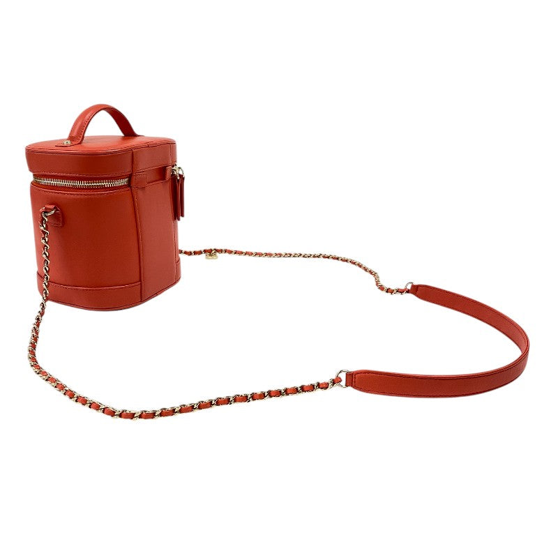 シャネル CHANEL ココマーク チェーンバニティバッグ AS0323 レッド ゴールド金具 ラムスキン レディース ショルダーバッグ