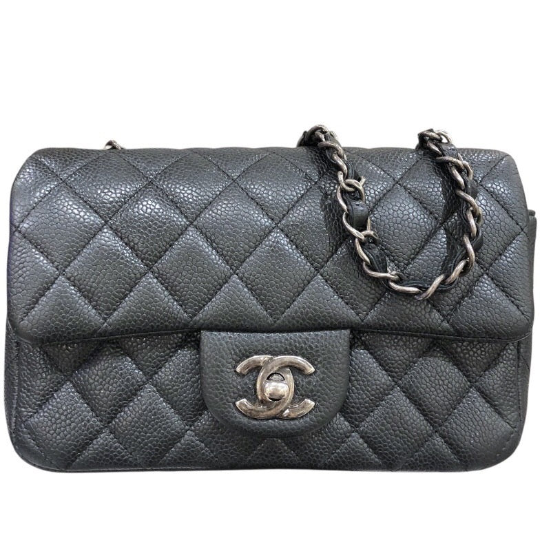 シャネル CHANEL ミニマトラッセ20 A69900 ブラック　シルバー金具 キャビア レディース ショルダーバッグ