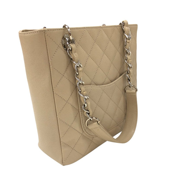 シャネル CHANEL PSTチェーントートバッグ A50994 ベージュ シルバー金具 キャビアスキン レディース トートバッグ