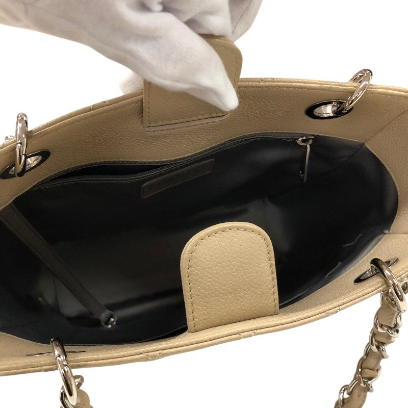 シャネル CHANEL PSTチェーントートバッグ A50994 ベージュ シルバー金具 キャビアスキン レディース トートバッグ
