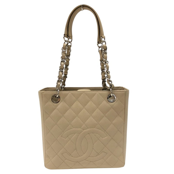 シャネル CHANEL PSTチェーントートバッグ A50994 ベージュ シルバー金具 キャビアスキン レディース トートバッグ
