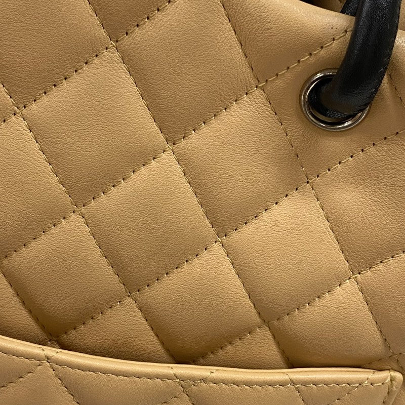 シャネル CHANEL カンボンライントート ミディアム A25167 ベージュ シルバー金具 カーフ レディース トートバッグ