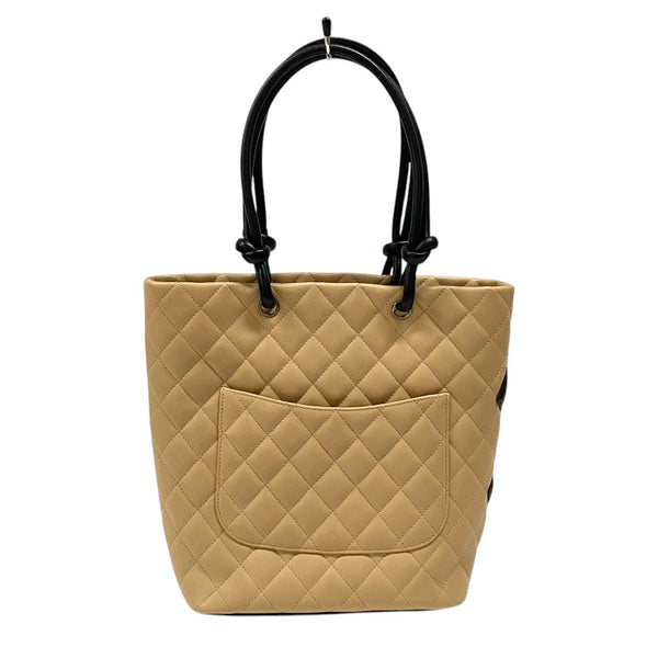 シャネル CHANEL カンボンライントート ミディアム A25167 ベージュ シルバー金具 カーフ レディース トートバッグ