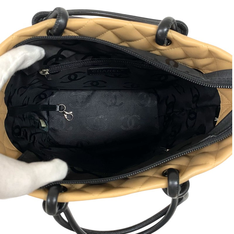 シャネル CHANEL カンボンライントート ミディアム A25167 ベージュ シルバー金具 カーフ レディース トートバッグ