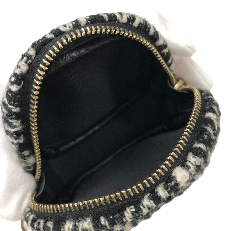 シャネル CHANEL ラウンド チェーンクラッチバッグ AP0986 28番台 千鳥柄 ブラック・ホワイト ツイード/レザー レディース ショルダーバッグ