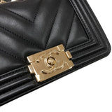 シャネル CHANEL ボーイシャネルミニ Vステッチ A67364 ブラック ゴールド金具 ラムスキン レディース ショルダーバッグ