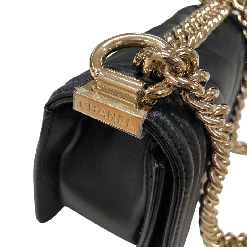 シャネル CHANEL ボーイシャネルミニ Vステッチ A67364 ブラック ゴールド金具 ラムスキン レディース ショルダーバッグ