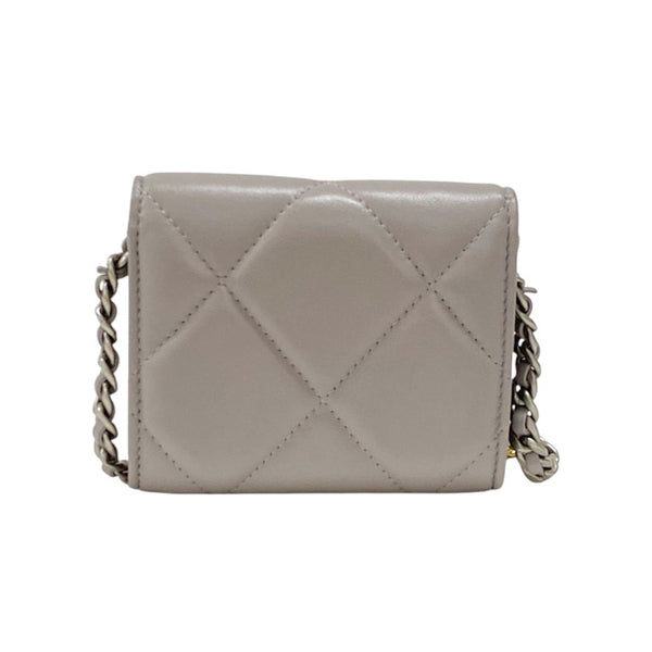 シャネル CHANEL CHANEL19 チェーンコインパース AP2409 グレー ゴールド×シルバー金具 ラムスキン レディース ショルダーバッグ