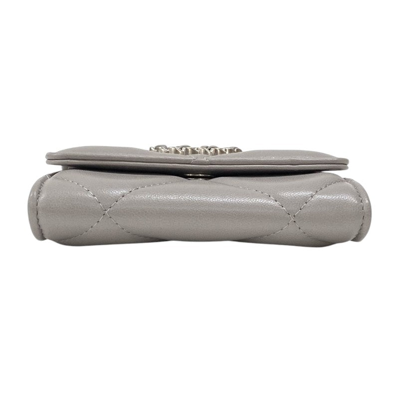 シャネル CHANEL CHANEL19 チェーンコインパース AP2409 グレー ゴールド×シルバー金具 ラムスキン レディース ショルダーバッグ