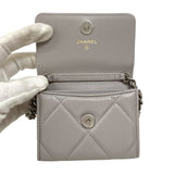 シャネル CHANEL CHANEL19 チェーンコインパース AP2409 グレー ゴールド×シルバー金具 ラムスキン レディース ショルダーバッグ