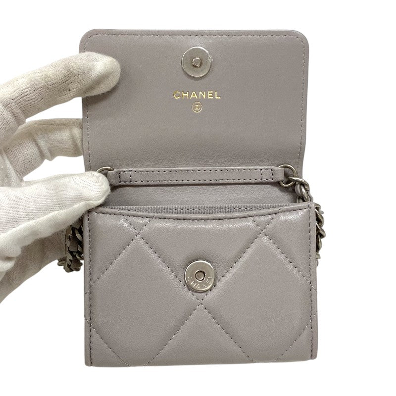 シャネル CHANEL CHANEL19 チェーンコインパース AP2409 グレー ゴールド×シルバー金具 ラムスキン レディース ショルダーバッグ