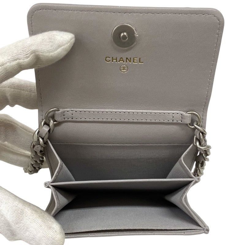 シャネル CHANEL CHANEL19 チェーンコインパース AP2409 グレー ゴールド×シルバー金具 ラムスキン レディース ショルダーバッグ