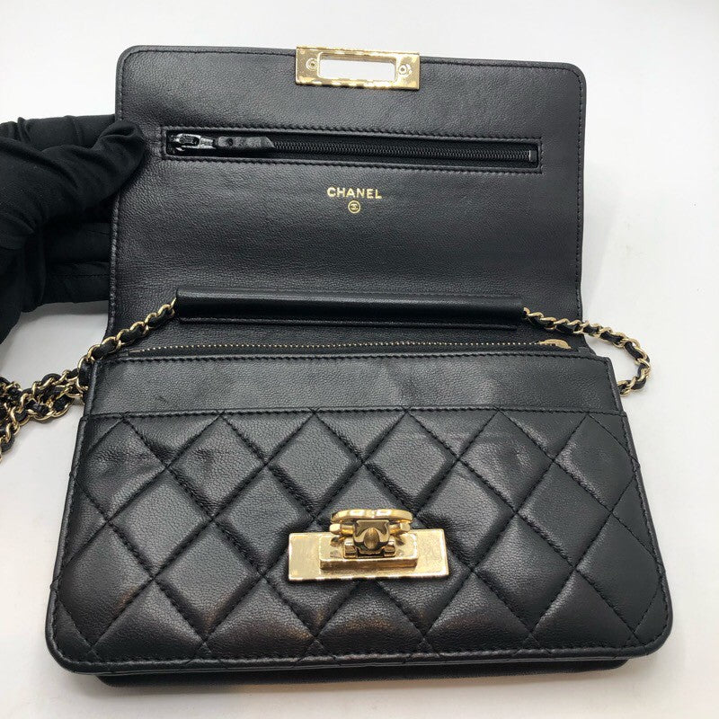 シャネル CHANEL ココロック チェーンウォレット A80766 ブラック×GD金具 ラムスキン レディース ショルダーバッグ