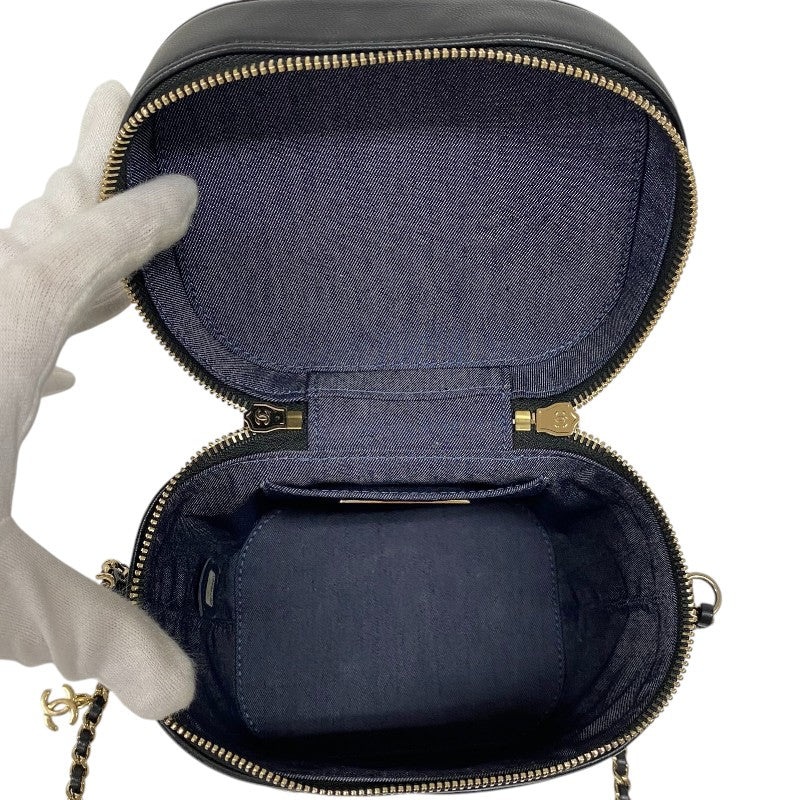 シャネル CHANEL ココマーク チェーンバニティバッグ AS0323 ブラック ゴールド金具 ラムスキン レディース ショルダーバッグ