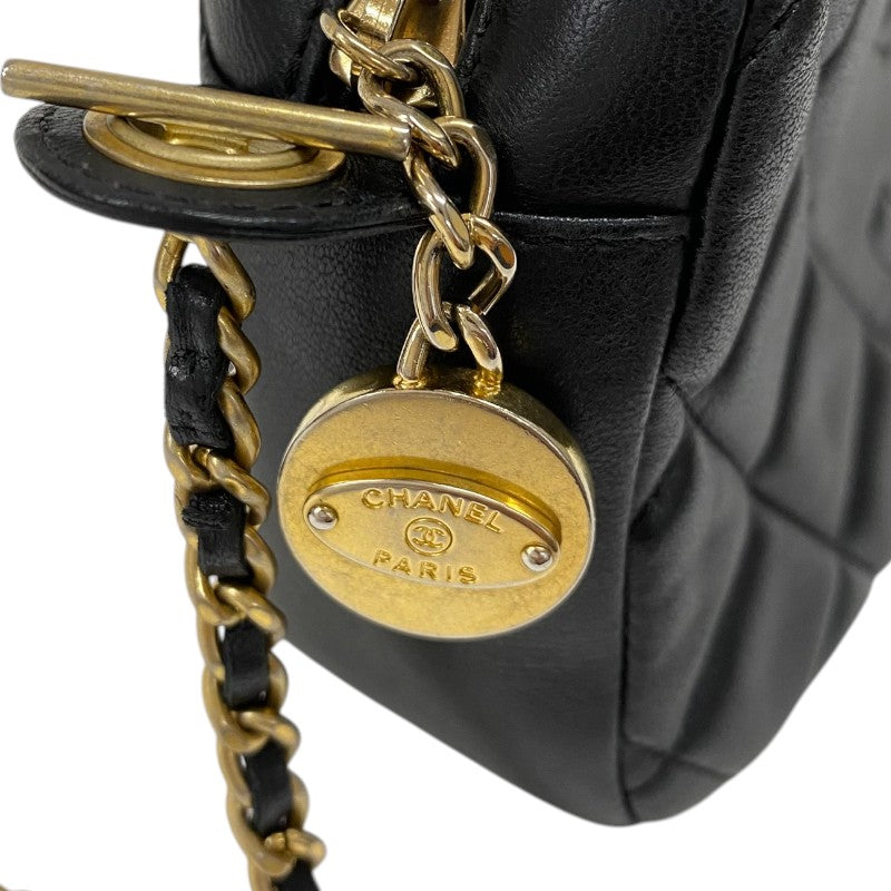 シャネル CHANEL マトラッセ ココマークショルダーバッグ ブラック ゴールド金具 ラムスキン レディース