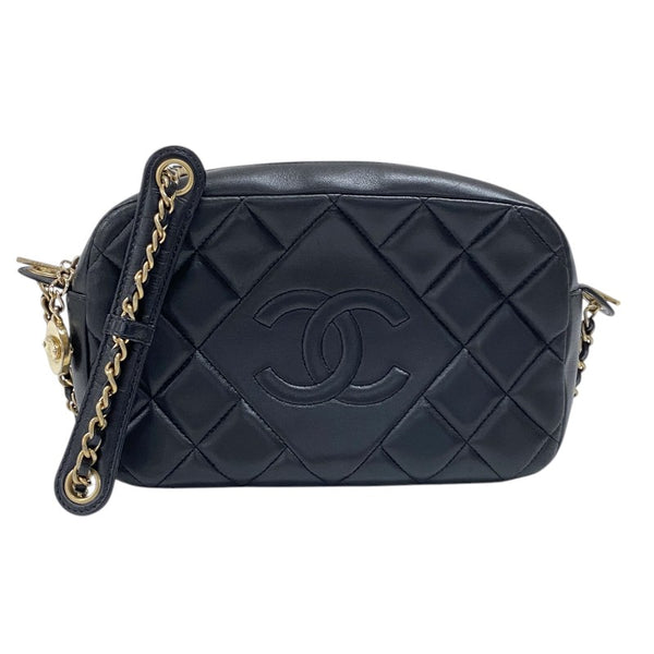 シャネル CHANEL マトラッセ ココマークショルダーバッグ ブラック ゴールド金具 ラムスキン レディース