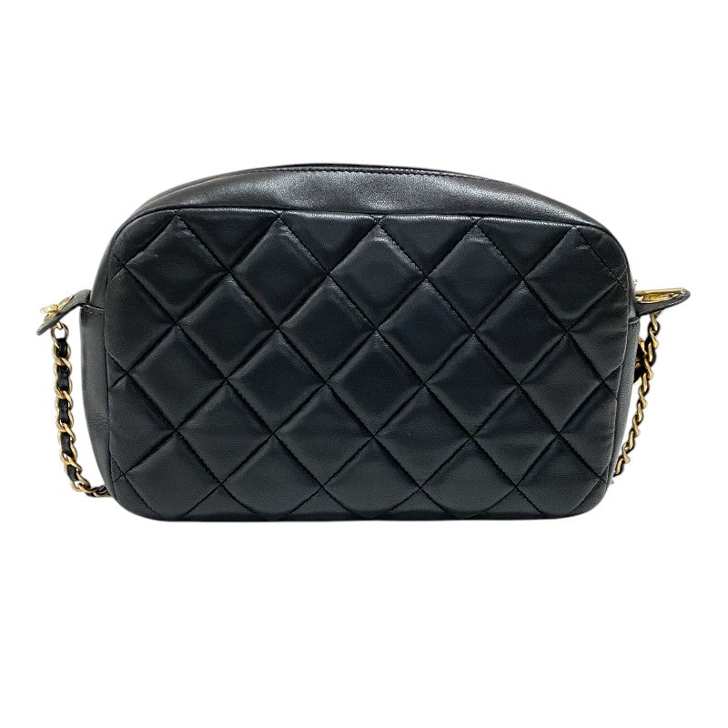 シャネル CHANEL マトラッセ ココマークショルダーバッグ ブラック ゴールド金具 ラムスキン レディース