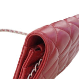 シャネル CHANEL マトラッセチェーンウォレット 14番台 A33814 レッド シルバー金具 ラム レディース ショルダーバッグ