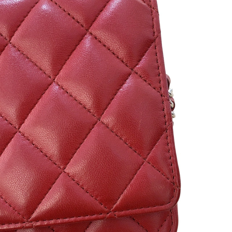 シャネル CHANEL マトラッセチェーンウォレット 14番台 A33814 レッド シルバー金具 ラム レディース ショルダーバッグ