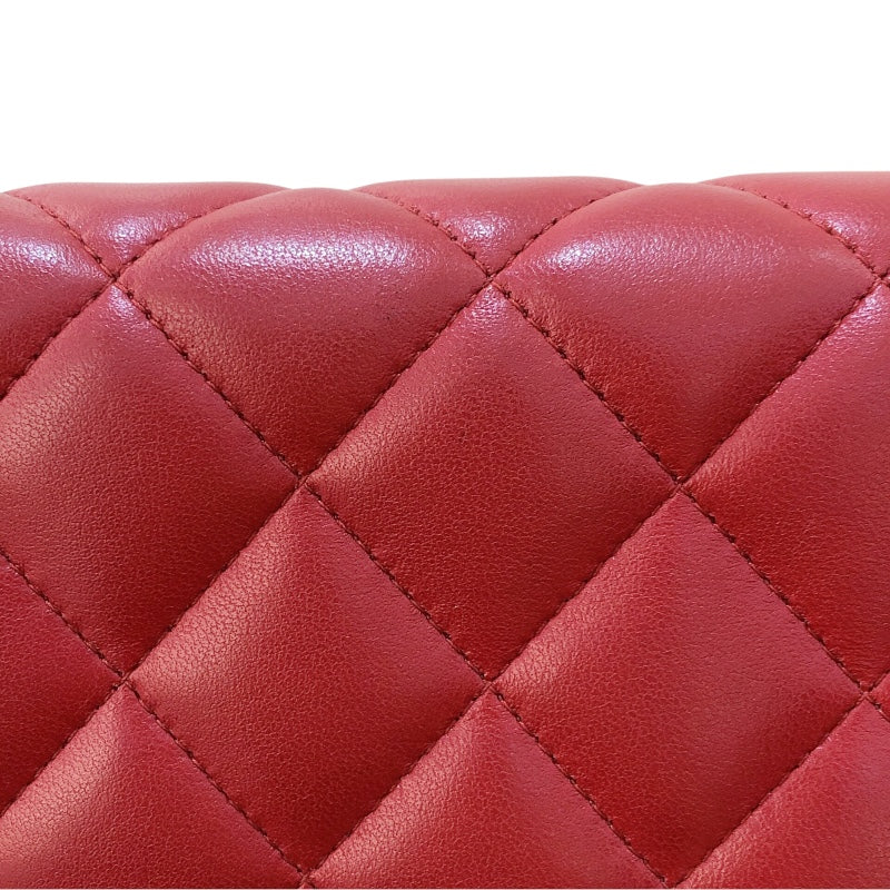 シャネル CHANEL マトラッセチェーンウォレット 14番台 A33814 レッド シルバー金具 ラム レディース ショルダーバッグ