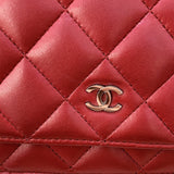 シャネル CHANEL マトラッセチェーンウォレット 14番台 A33814 レッド シルバー金具 ラム レディース ショルダーバッグ