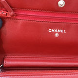 シャネル CHANEL マトラッセチェーンウォレット 14番台 A33814 レッド シルバー金具 ラム レディース ショルダーバッグ