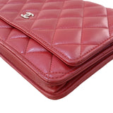 シャネル CHANEL マトラッセチェーンウォレット 14番台 A33814 レッド シルバー金具 ラム レディース ショルダーバッグ