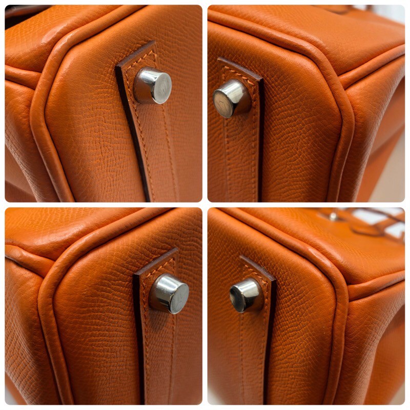エルメス HERMES バーキン25 □K刻 オレンジ シルバー金具 エプソン レディース ハンドバッグ