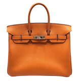 エルメス HERMES バーキン25 □K刻 オレンジ シルバー金具 エプソン レディース ハンドバッグ
