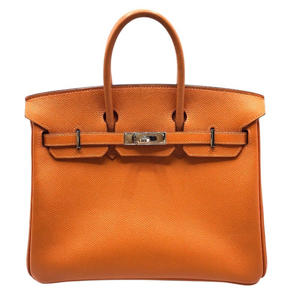 エルメス HERMES バーキン25 □K刻 オレンジ シルバー金具 エプソン レディース ハンドバッグ