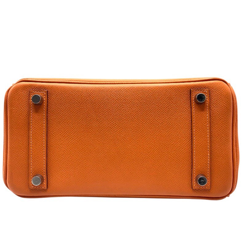 エルメス HERMES バーキン25 □K刻 オレンジ シルバー金具 エプソン レディース ハンドバッグ