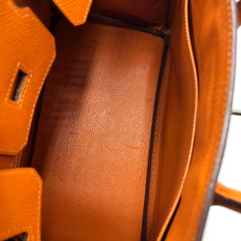 エルメス HERMES バーキン25 □K刻 オレンジ シルバー金具 エプソン レディース ハンドバッグ