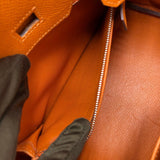 エルメス HERMES バーキン25 □K刻 オレンジ シルバー金具 エプソン レディース ハンドバッグ