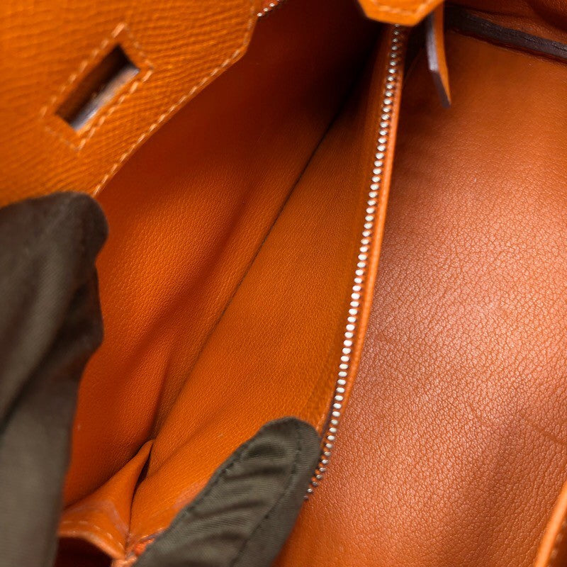 エルメス HERMES バーキン25 □K刻 オレンジ シルバー金具 エプソン レディース ハンドバッグ