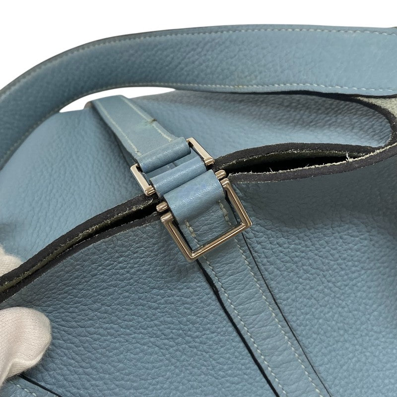 エルメス HERMES ピコタンロックMM □M刻 ブルーアトール シルバー金具 トリヨンクレマンス レディース ハンドバッグ