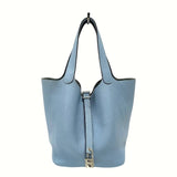 エルメス HERMES ピコタンロックMM □M刻 ブルーアトール シルバー金具 トリヨンクレマンス レディース ハンドバッグ