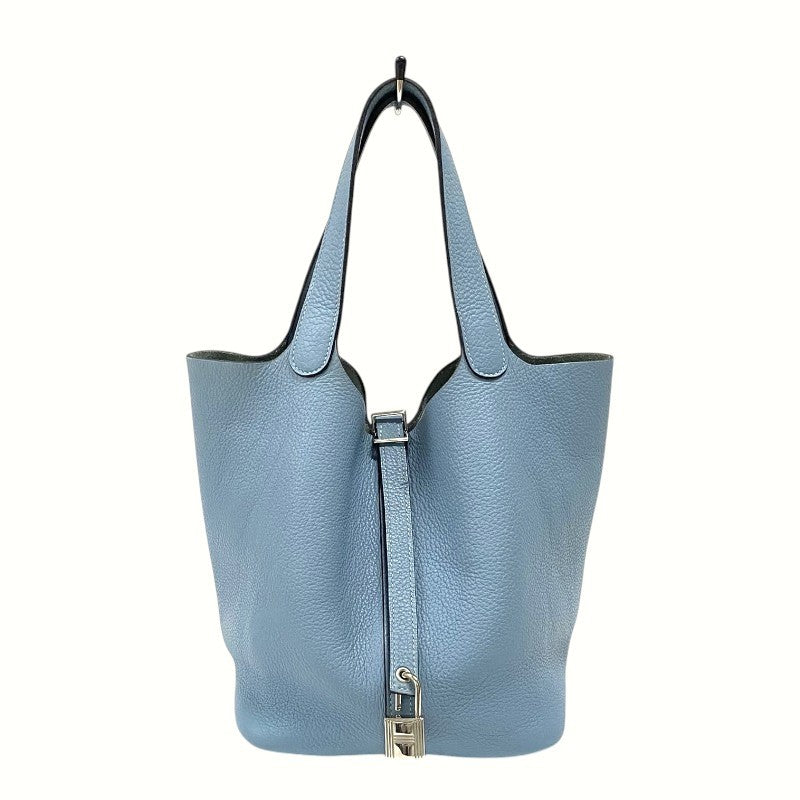 エルメス HERMES ピコタンロックMM □M刻 ブルーアトール シルバー金具 トリヨンクレマンス レディース ハンドバッグ