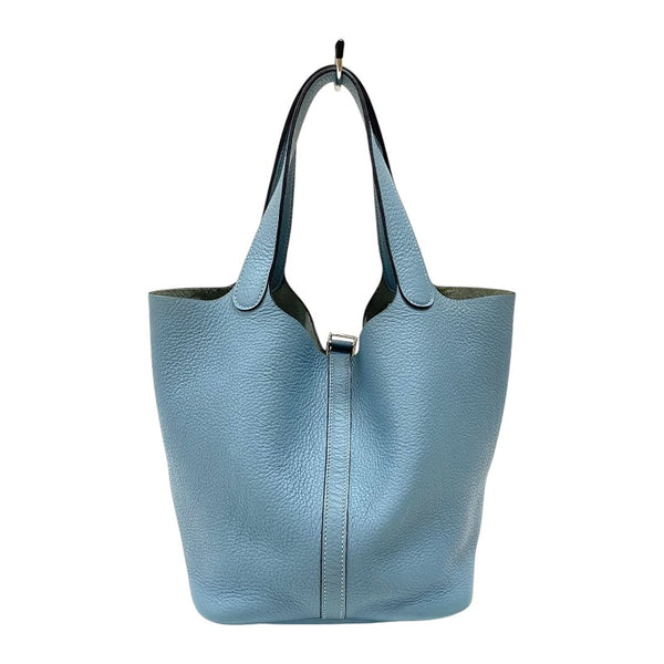 エルメス HERMES ピコタンロックMM □M刻 ブルーアトール シルバー金具 トリヨンクレマンス レディース ハンドバッグ