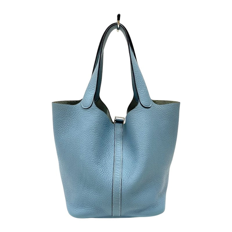 エルメス HERMES ピコタンロックMM □M刻 ブルーアトール シルバー金具 トリヨンクレマンス レディース ハンドバッグ