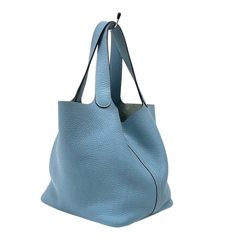 エルメス HERMES ピコタンロックMM □M刻 ブルーアトール シルバー金具 トリヨンクレマンス レディース ハンドバッグ