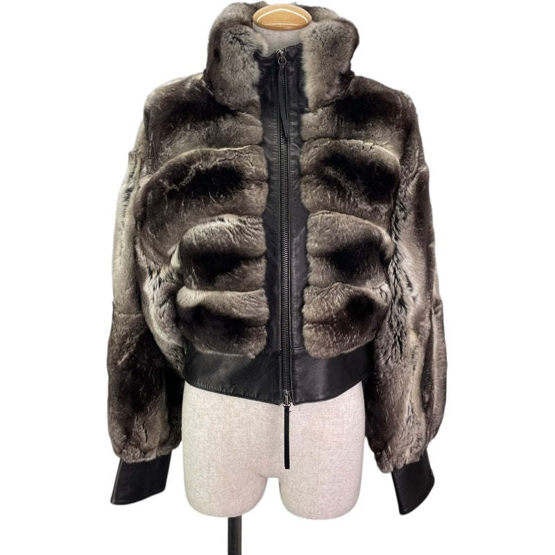 フェンディ FENDI レザー切替ファージャケット ブラウン ポリエステル レディース その他アウター