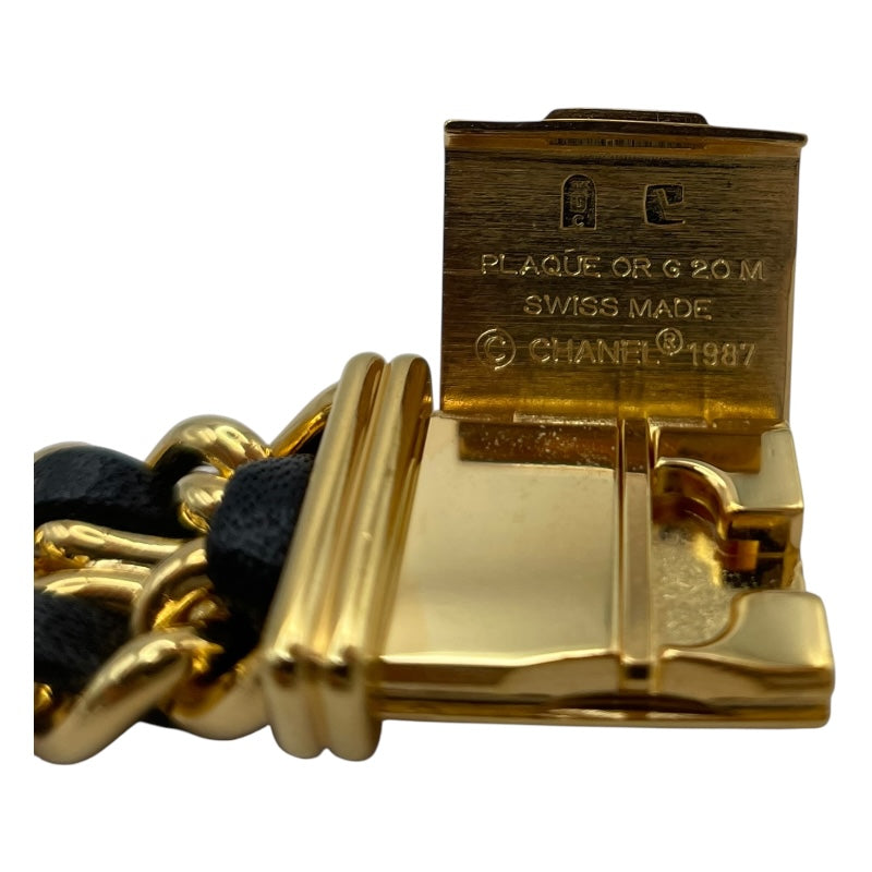 シャネル CHANEL プルミエール M H0001 ブラック GP レディース 腕時計