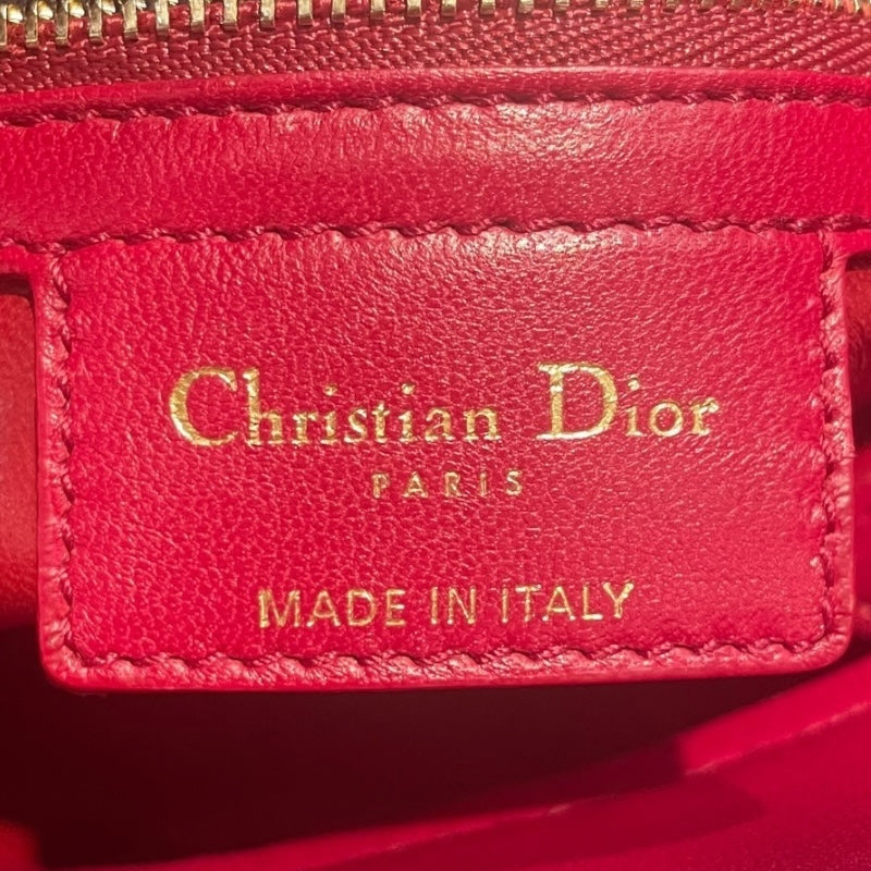 クリスチャン・ディオール Christian Dior レディディオール ハンドバッグ レッド　ゴールド金具 ラムレザー レディース ハンドバッグ