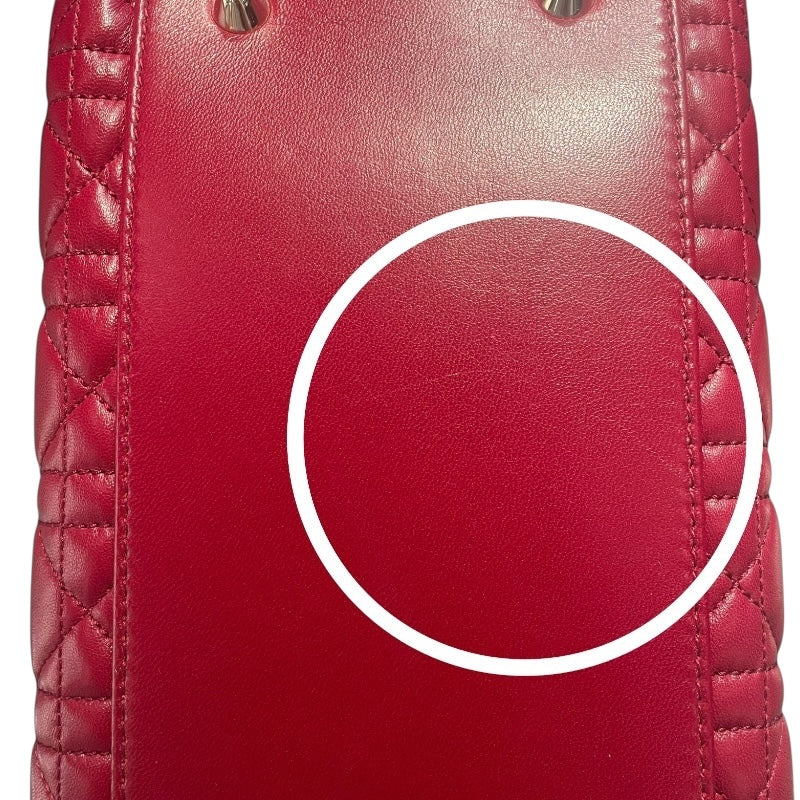 クリスチャン・ディオール Christian Dior レディディオール ハンドバッグ レッド　ゴールド金具 ラムレザー レディース ハンドバッグ