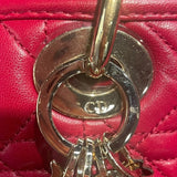 クリスチャン・ディオール Christian Dior レディディオール ハンドバッグ レッド　ゴールド金具 ラムレザー レディース ハンドバッグ