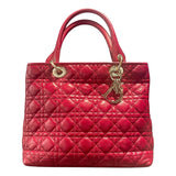 クリスチャン・ディオール Christian Dior レディディオール ハンドバッグ レッド　ゴールド金具 ラムレザー レディース ハンドバッグ