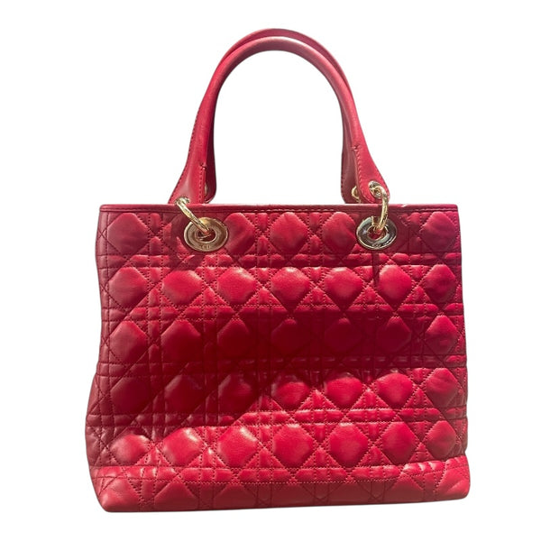 クリスチャン・ディオール Christian Dior レディディオール ハンドバッグ レッド　ゴールド金具 ラムレザー レディース ハンドバッグ