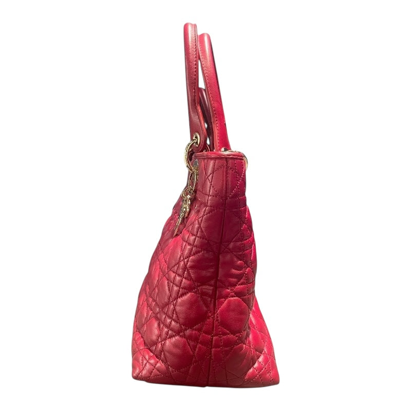 クリスチャン・ディオール Christian Dior レディディオール ハンドバッグ レッド　ゴールド金具 ラムレザー レディース ハンドバッグ