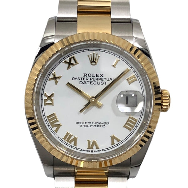ロレックス ROLEX デイトジャスト36 ランダムシリアル 126233 ホワイト オイスターブレス SS/K18YG メンズ 腕時計